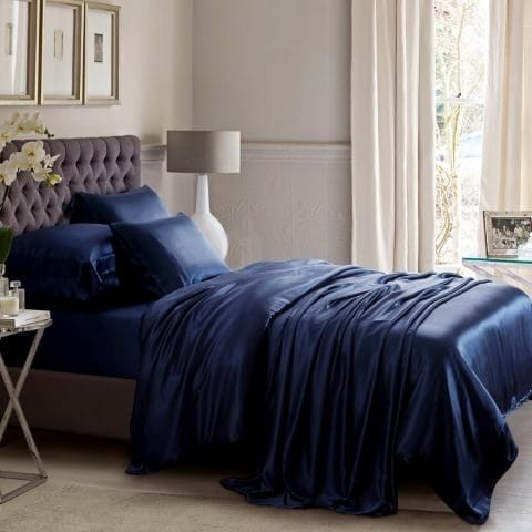 Zestaw: Malbery 220/240 +2x 70/80 Pościel Jedwabna - wzór: Navy Blue 