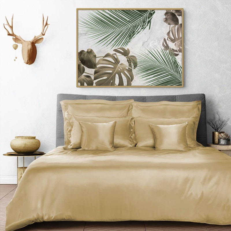 Zestaw: Seven 160/200+2x 50/70 Pościel jedwabna - kolor: Złoty