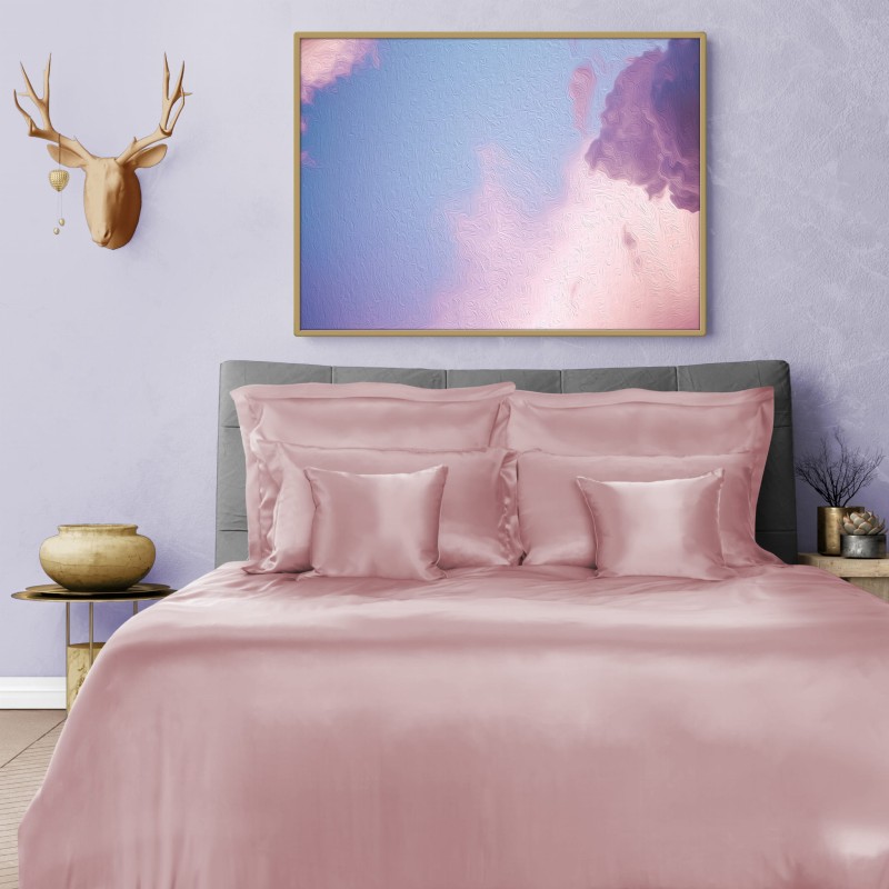 Zestaw: Seven 180/200+2x 70/80 Pościel jedwabna - kolor: Brudny Róż