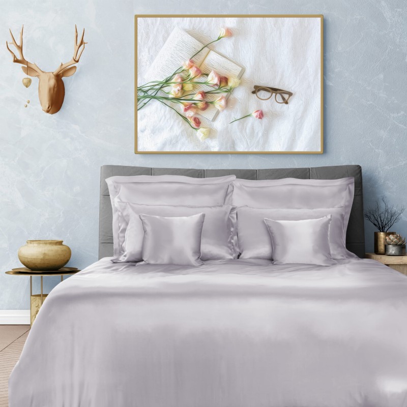 Zestaw: Seven 160/200+2x 50/70 Pościel jedwabna - kolor: Srebrny Jasny 