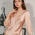 Ekskluzywna Jedwabna Damska Koszulka Nocna Malbery - Wzór: Nightgown Pastel Peach (S) - Zdjęcie 3