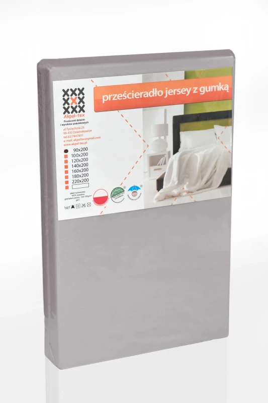 Prześcieradło Jersey  90/200/20 Antyalergiczne (z gumką) kolor: popiel
