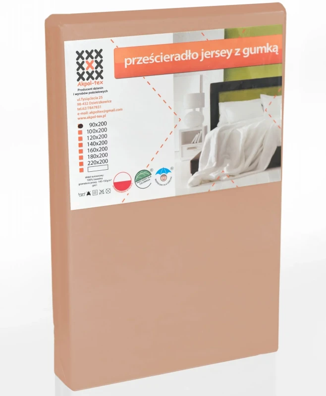 Prześcieradło Jersey  90/200/20 (z gumką) kolor: beżowy