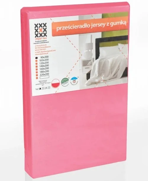 Prześcieradło Jersey  90/200/20 (z gumką) kolor: ciemny róż