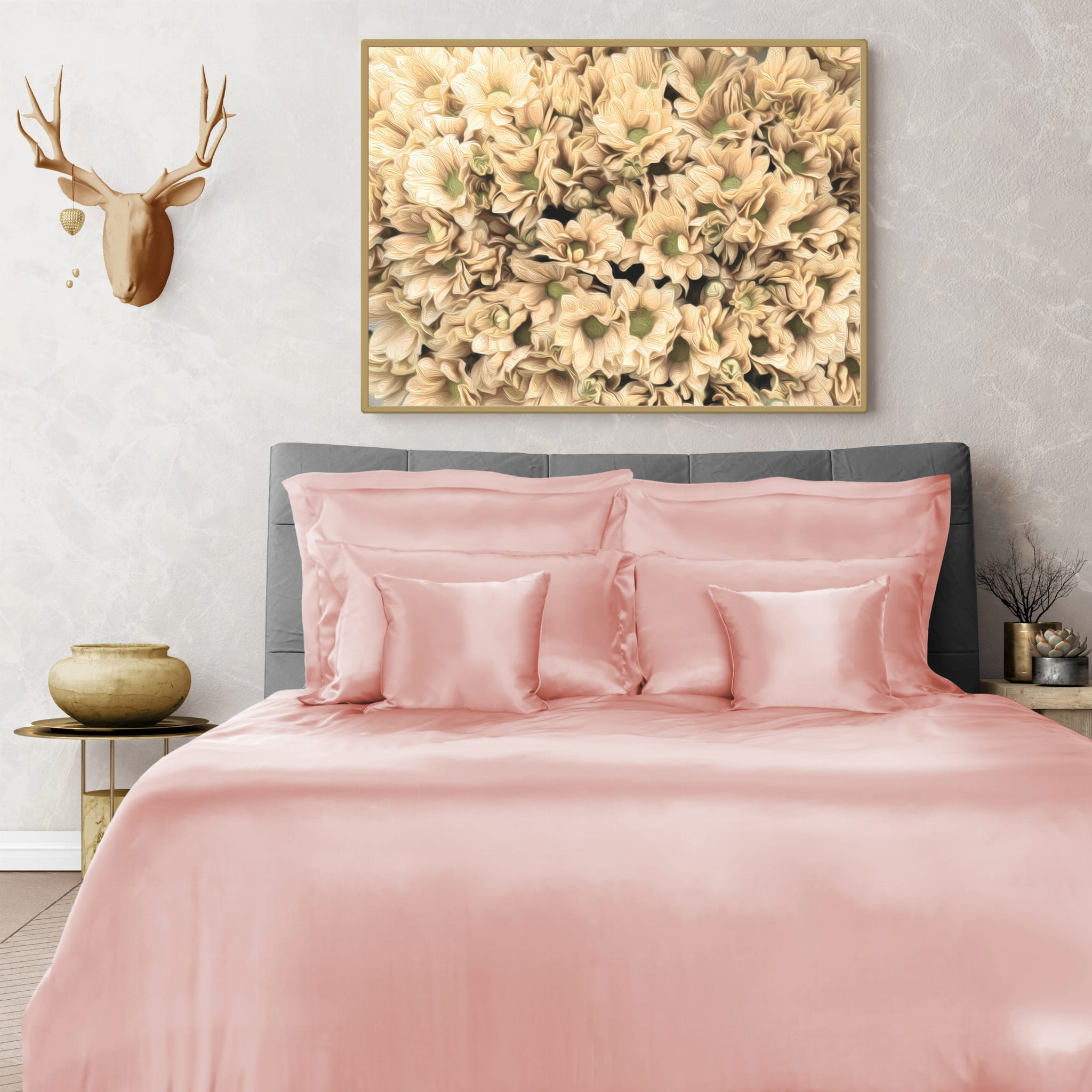 Zestaw: Seven 160/200+2x 50/70 Pościel jedwabna - kolor: Jasny Róż