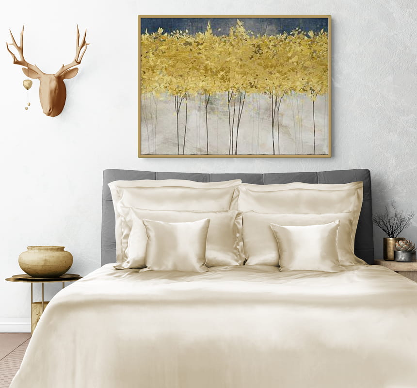 Zestaw: Seven 180/200+2x 70/80 Pościel jedwabna - kolor: Ecru